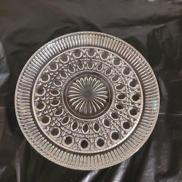 Federal Glass Windsor Clear Luncheon Plate 9 1/4" Button Cane Design - Picture 1 of 6